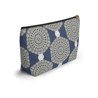 Lace Hexagon Accessory Pouch w T-bottom in Navy